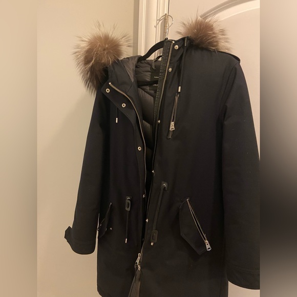 Mackage fox fur women’s small down coat in Navy - Picture 2 of 13